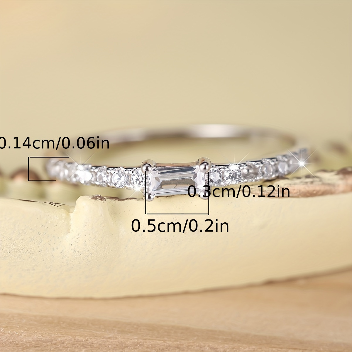 Sterling Silver Ring with Large Square Zirconia for Engagement & Weddings