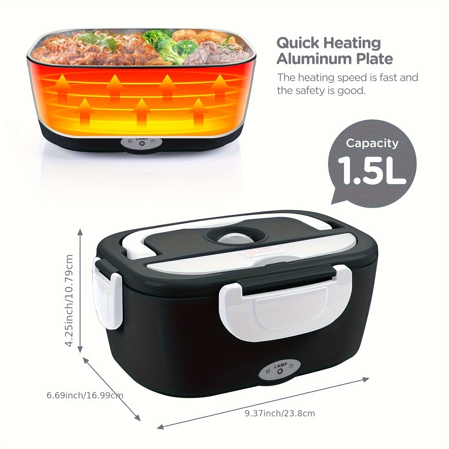 Auingote Horno portátil, calentador de alimentos portátil de 12 V, 24 V,  110 V, mini calentador personal para recalentar alimentos en el automóvil