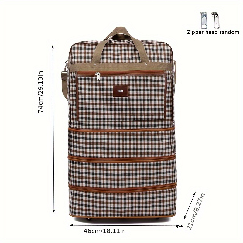 TEMU Large Capacity Foldable Airline Bag, Expandable Carry-on Travel Bag Made Of Oxford Cloth, Featuring Universal Wheels For During Moving, Travel,