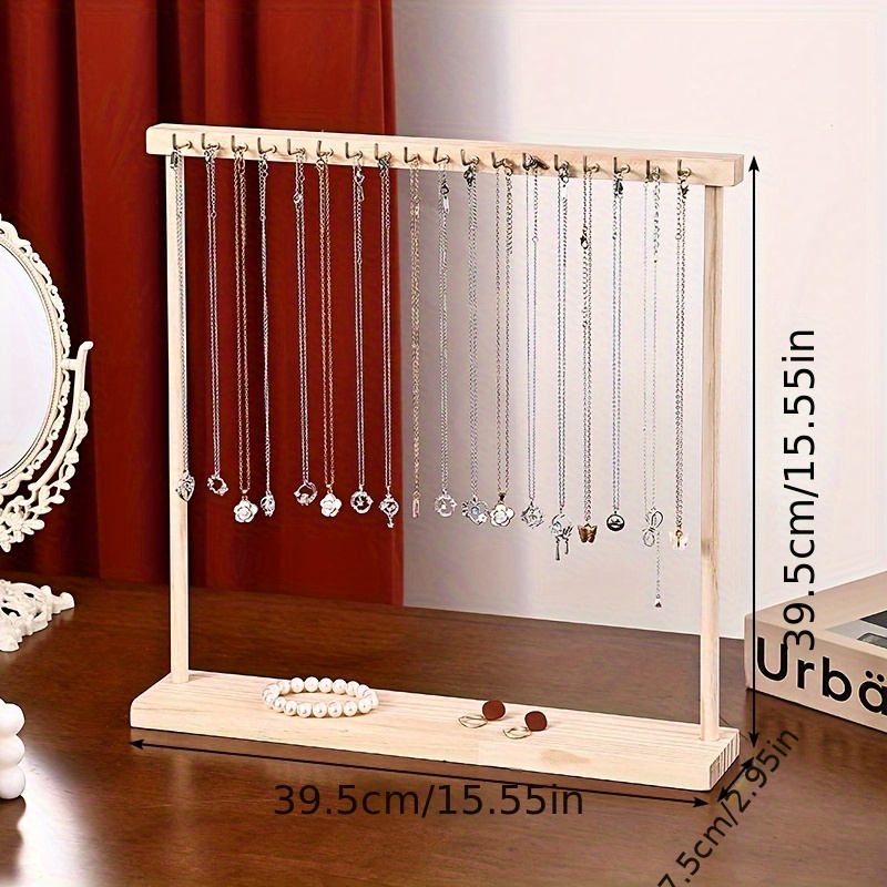 TEMU A Stylish And High-end Necklace Storage Rack With Solid Wood And Iron Hooks, Suitable For Jewelry Stores To Display And Showcase Jewelry And