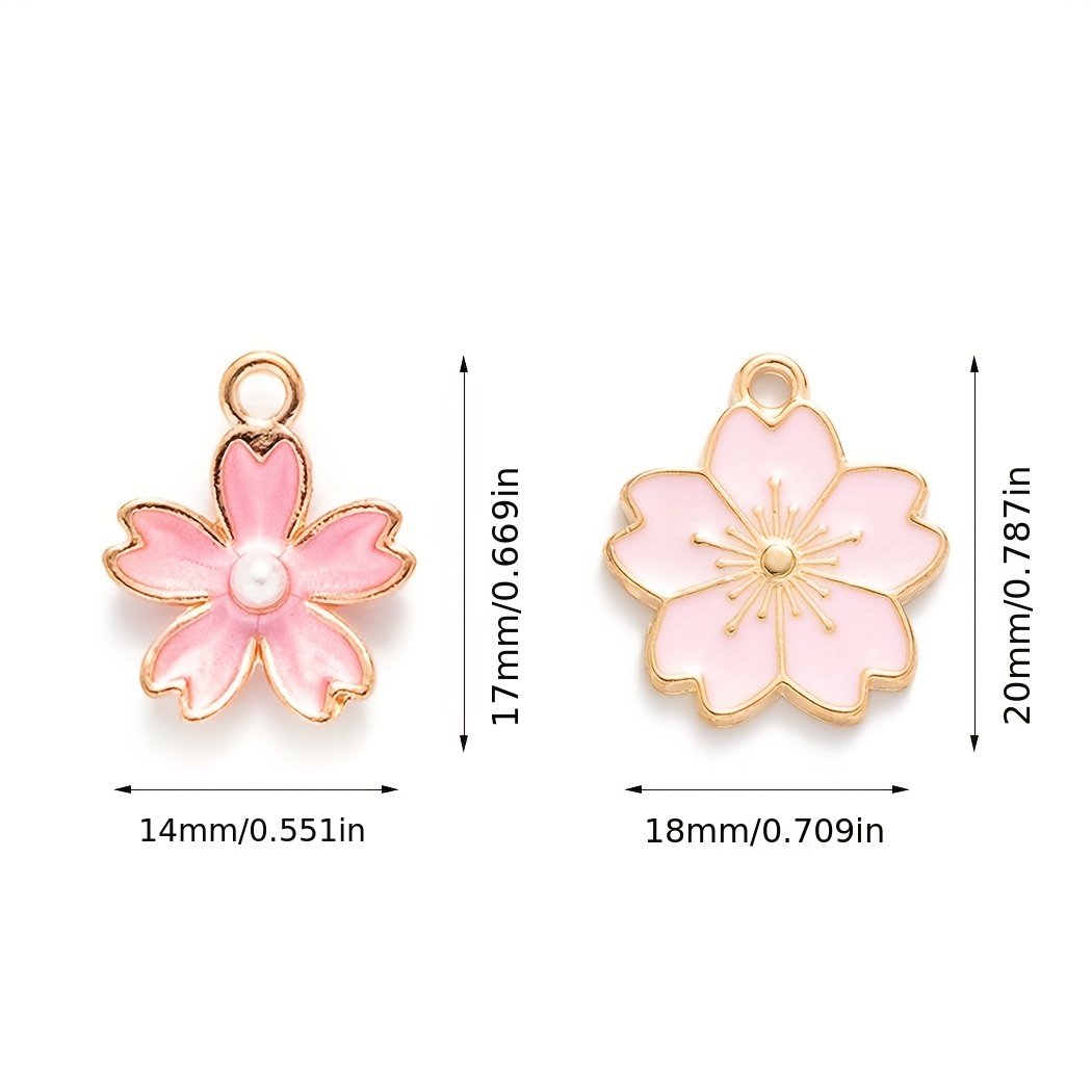 10pcs DIY Jewelry Making Pendant Sweet Cherry Blossom Flower Charms  Japanese Sakura Charm For Necklace Earrings Bracelet Charms
