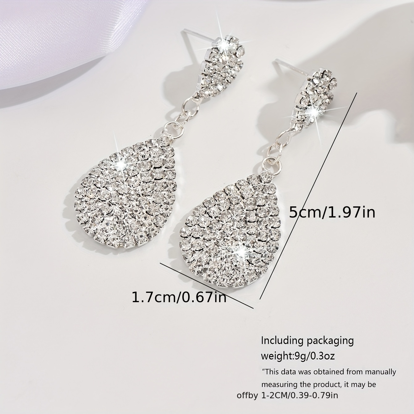 Luxury Bridal Copper Inlaid Rhinestone Pendant Earrings