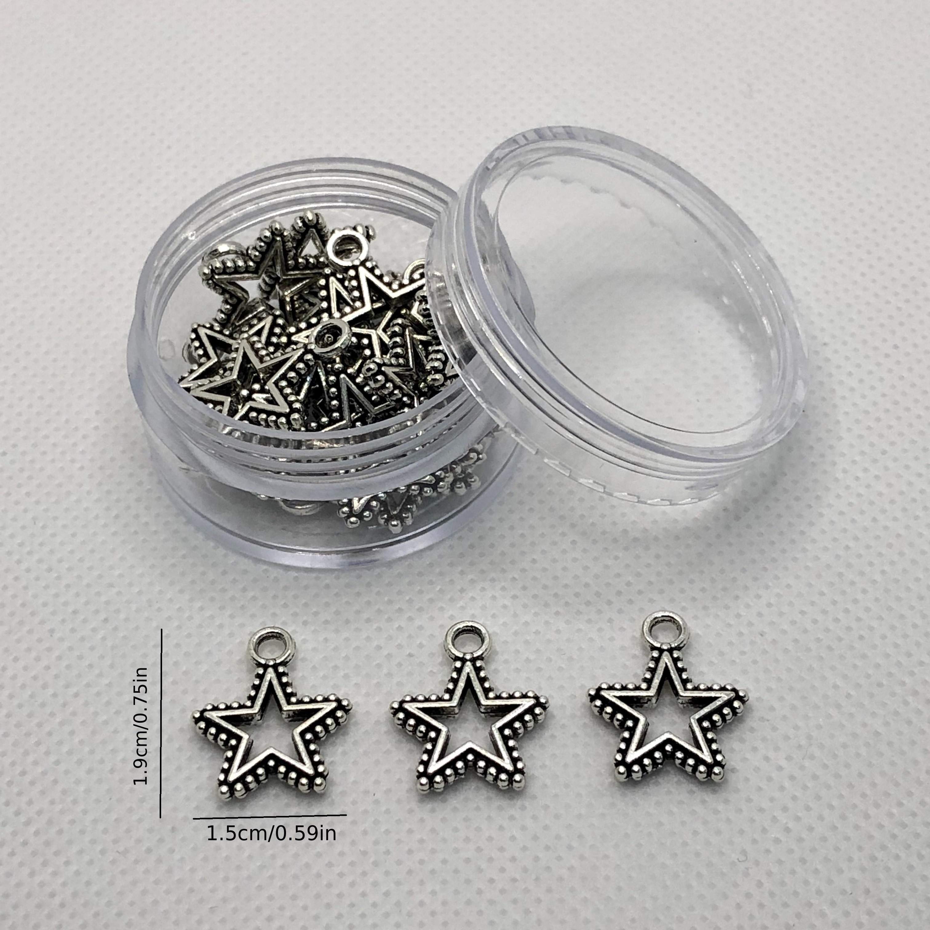 20pcs Silver Plated Star Charm Hollow Vintage Pendant Y2K Charms For  Jewelry Making Earrings Necklace DIY Bracelet Accessories