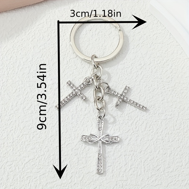 Cross Crystal Keychain Keyring Jesus Christian Catholic Rhinestone Key  Chains Car Bag Key Holder For Men Women Chaveiro Jewelry