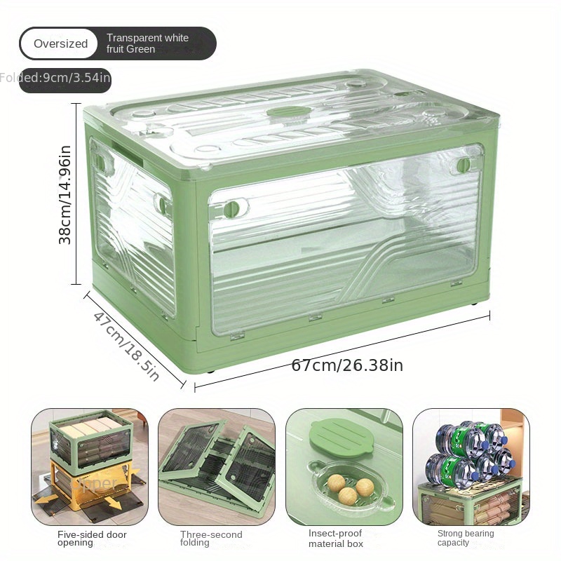 Foldable Plastic Storage Box, Large Capacity Transparent Finishing Box,  Wardrobe Storage Cabinet, Car Storage Trunks, Multifunctional Lidded Storage  Bins For Outdoor Camping Field Cooking Bedroom Accessories - Temu