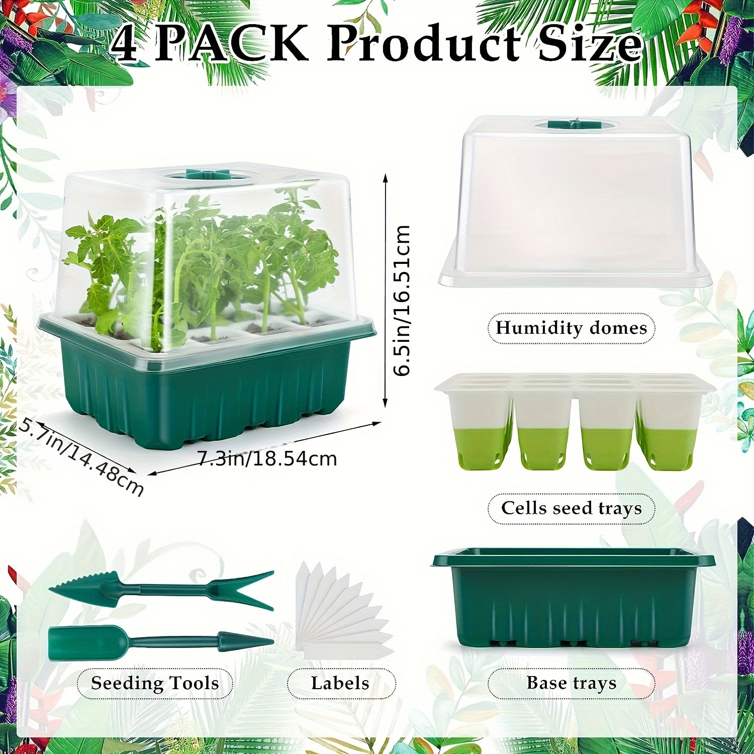 5pcs Reusable Seed Starter Kit, Silicone Seedling Starter Trays for  Starting Plant Seeds with Flexible pop-Out Cells, Indoor Gardening Plant