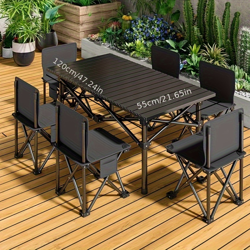 A Complete Set of 6 Chairs And a 120 Cm Long Table for Family Members, Including Q3Y Outdoor Folding Table And Portable Storage Bag for Camping