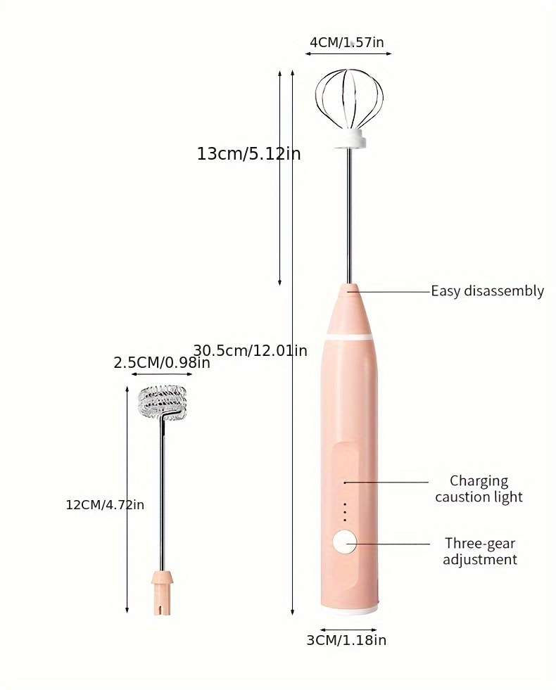 1pc electric milk frother portable egg beater usb rechargeable handheld coffee blender   mixer foamer food blender details 5