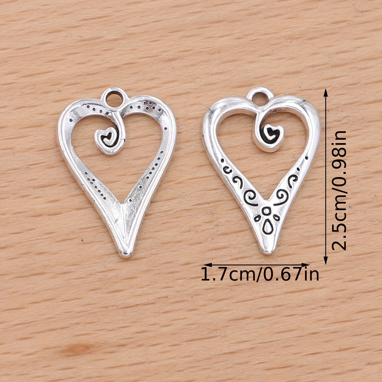 Silver Plated Heart Charm Vintage Hollow Pendant For Jewelry - Temu