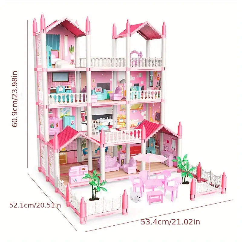 Children's Game House Princess Dream Castle Villa Toy Girl Doll House  Assembly Building House Toy Diy Halloween Christmas Gift Set - Temu  Philippines