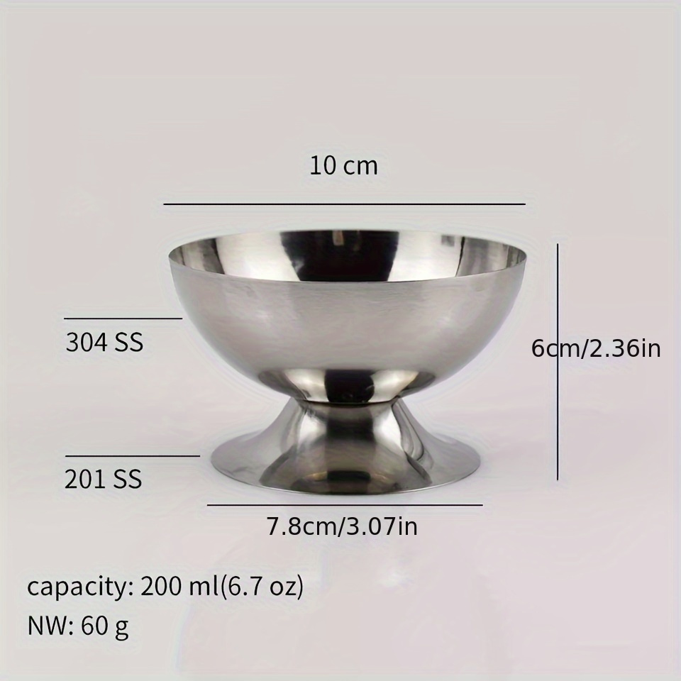 TEMU Stainless Steel Ice Cream Cup Short Feet Luxury Ice Cream Cup Bar Ktv Snack Cup Polished Ice Cream Bowl Ice Cream Serving Bowls Cups Perfect For