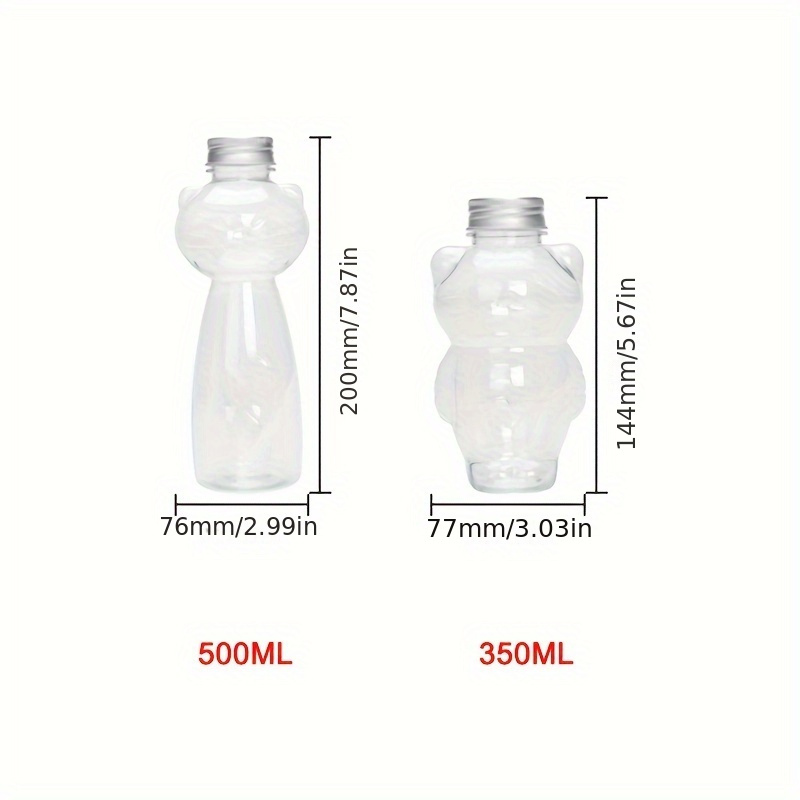 Plastic Fruit Juice Water Bottle Milk Cartoon Shaker Bottle, 16oz/480ml Transparent Portable Leak Proof Travel Drinking Bottle fo, Red