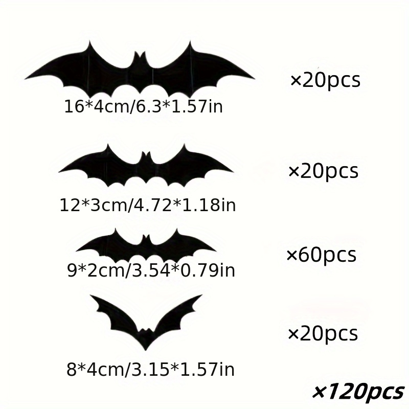 

12pcs/60pcs/72pcs/120pcs Decoration Supplies Stickers 3d - Bat Party Decoration Scene Wall Stickers