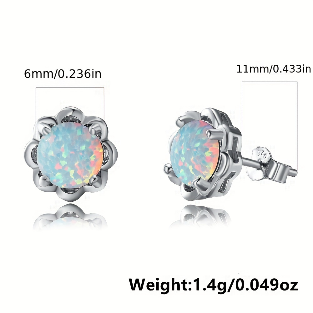 S925 Sterling Silver Opal Flower Stud Earrings for Ladies