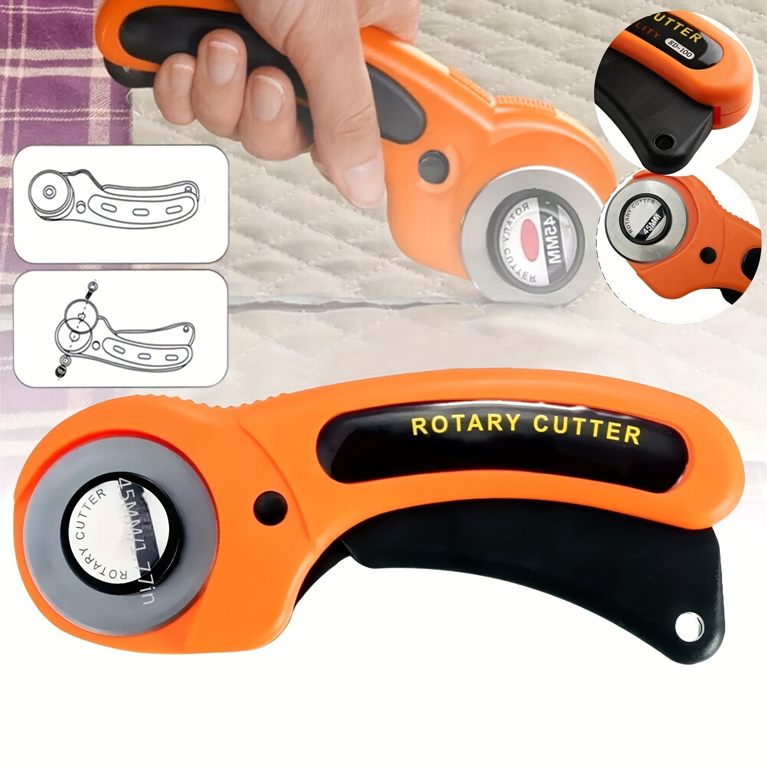 45mm Rotary Cutter with 5 Pcs Rotary Cutter Blades and A5 Cutting