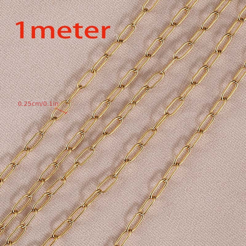 1-meter Stainless Steel Flattened Cross Chain, Electroplated Color-preserving Cable Chain, Oval Cable Chain Diy Accessory