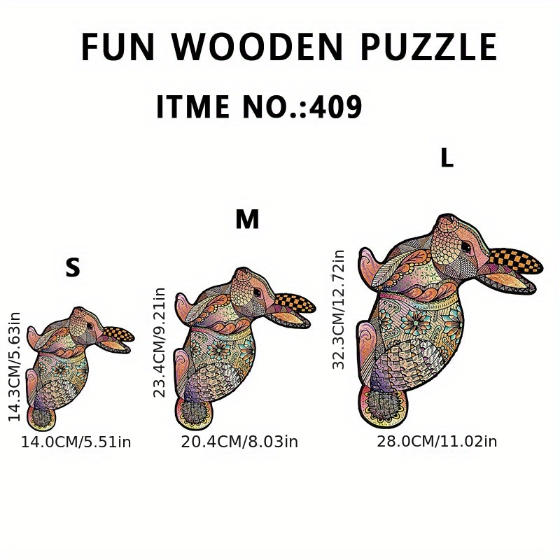 Colorful Rabbit Wooden Puzzle Toys Unique Shaped Wooden - Temu