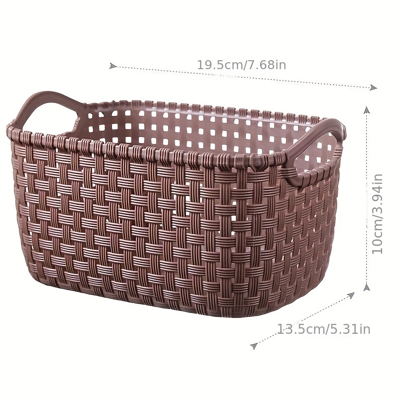 Stylish Imitation Rattan Desktop Storage Basket For Snacks, Toiletries, And  More - Durable Plastic Design - Temu