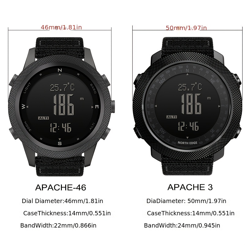 North Edge Apache 3 Smart Men Military Sport Digital Barometer Barometer  Watches