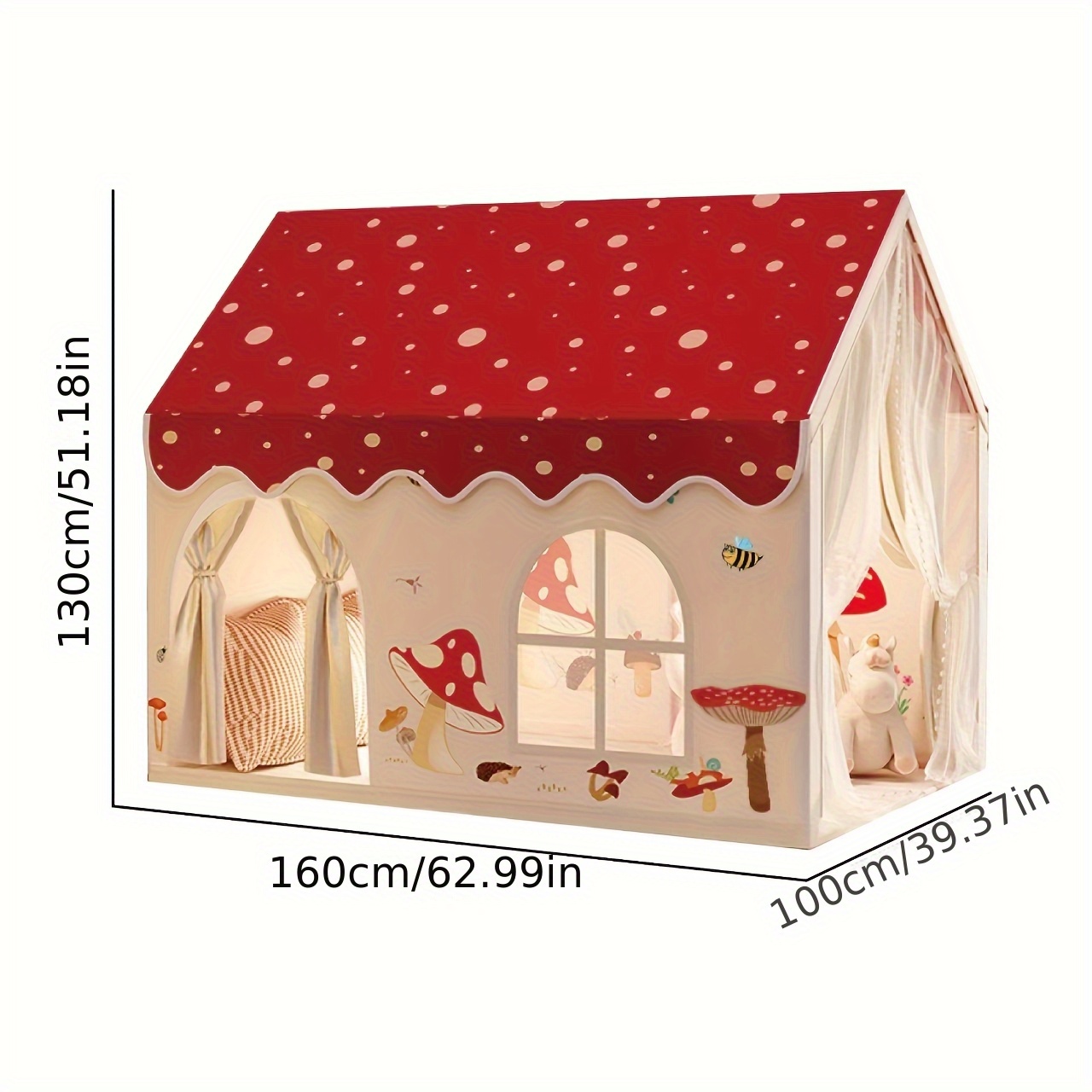 mädchen-exklusives pilzhaus prinzessinnen-fantasy-zelt | indoor spielhaus schlafzelt | einzelzelt ohne dekoration | weihnachts- geburtstagsgeschenk für kleinkinder