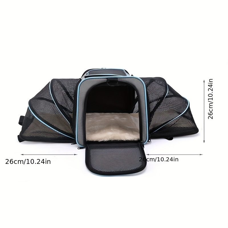 Breathable And Expandable Soft-sided Cat Carrier With Removable Fleece Pad  - Perfect For Traveling With Your Furry Friend - Temu