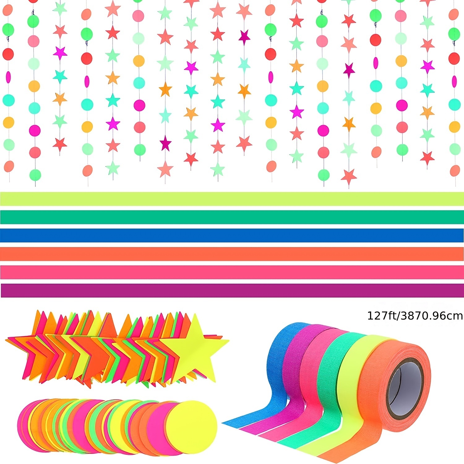 Neon Stars Border Paper