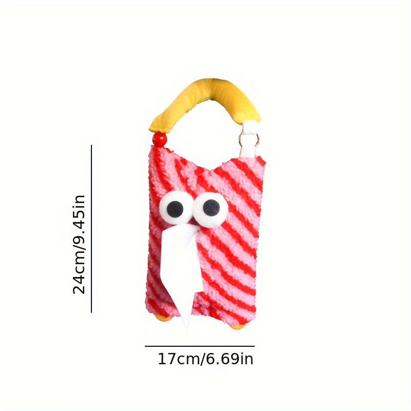 1pc Striped Cartoon Monster Design Plush Tissue Box Cover, Cute Car Tissue  Holder / Hanger Bag