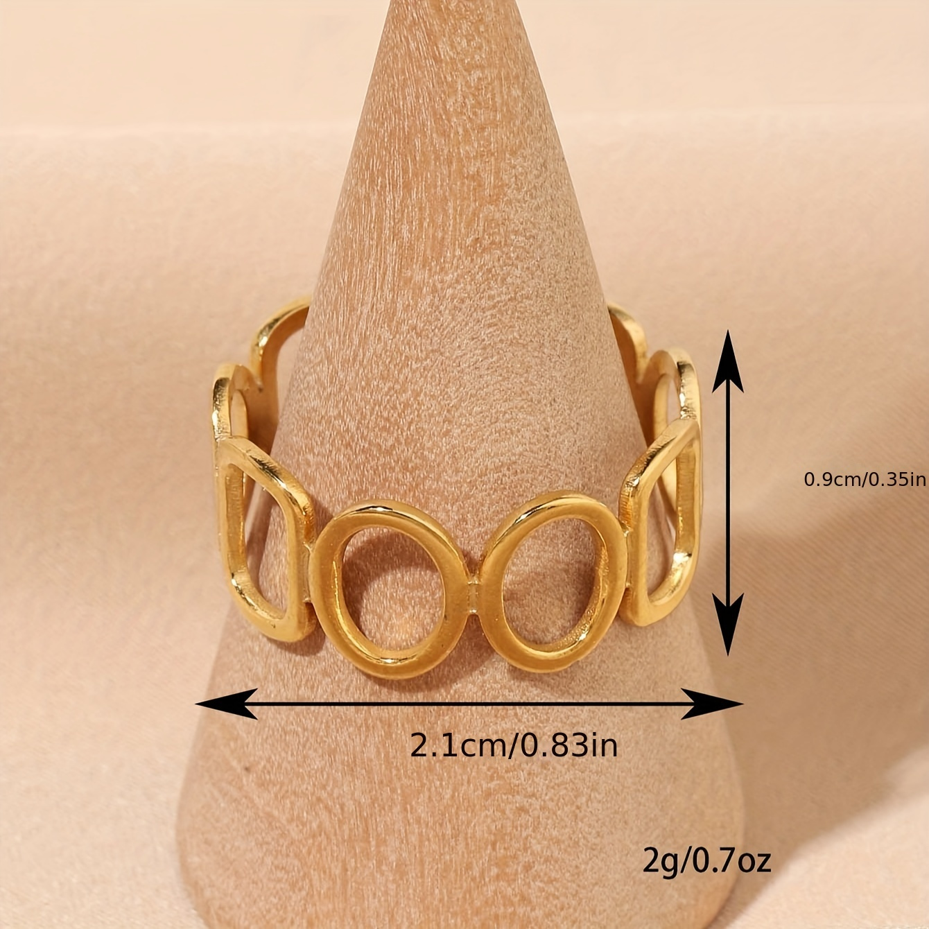 TEMU 1 stuks Hol Geometrisch Gepersonaliseerde Damesring Open Verstelbare Gouden Ring, Geschikt voor Mannen en Vrouwen's Dagelijks Gebruik, Vakantie,