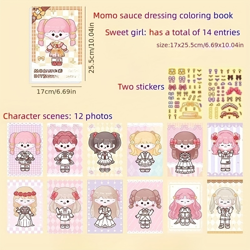 Coloring Doll Dress Up Drawing Cartoons Doodle Kawaii Anime Cute