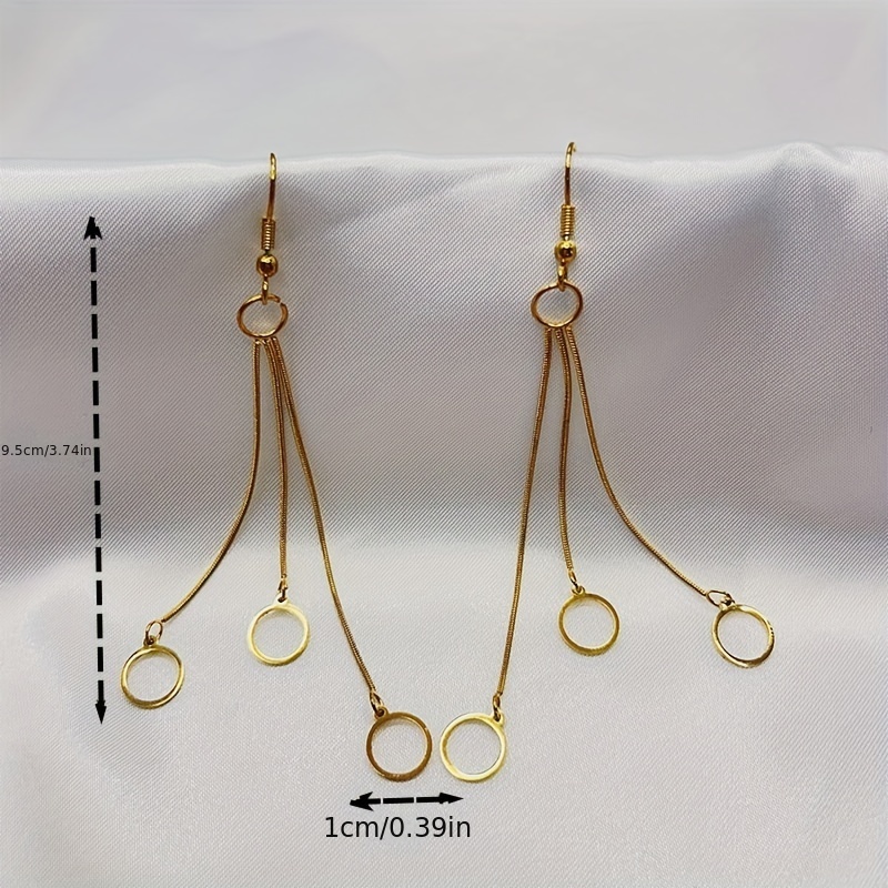 Men's Circle Drop Earrings Long Style