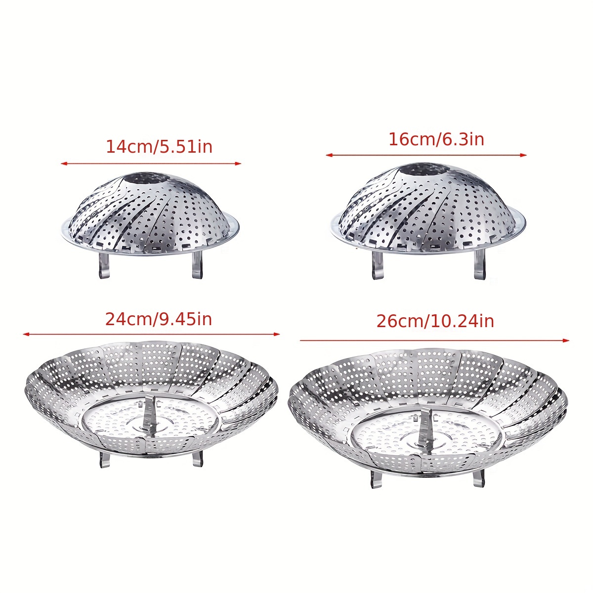 Expandable Stainless Steel Steamer Basket Vegetable Collapsible Steam  Cooking Insert for Steaming food