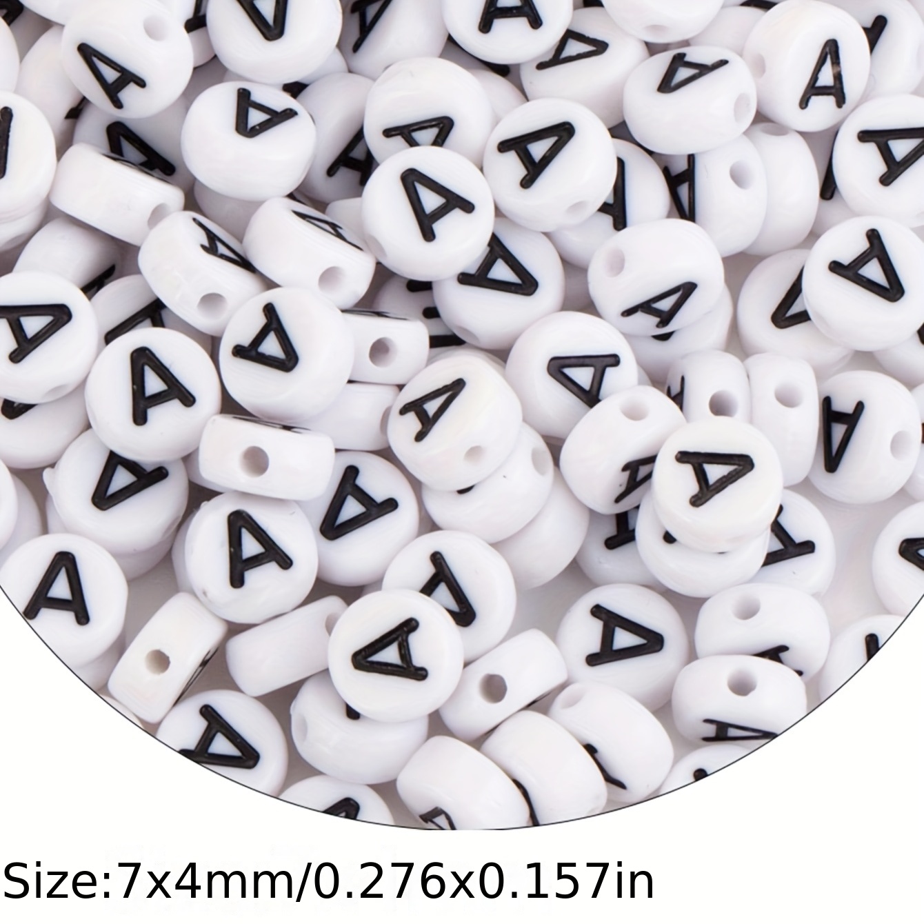 Acrylic Letter Beads Mix (7 x 3 mm) White-Black (200 pcs)
