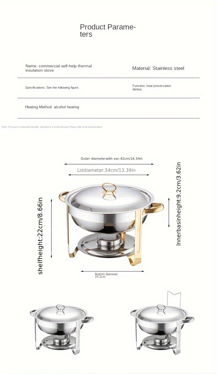 set stainless steel chafing dish buffet set 4 5l round catering chafer warmer set with tray pan lid stand for kitchen party banquet dining kitchen accessories business supplies details 2