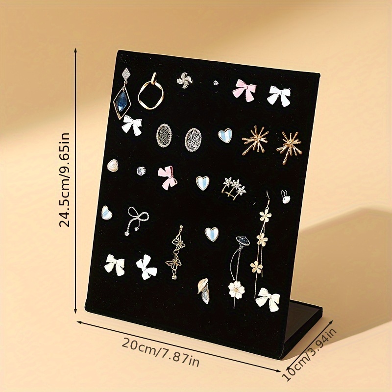   3 pack l shaped jewelry display stands with 60 slots black velvet lined plastic ring organizer trays for earrings rings bracelets desktop retail store home storage earring arrangement   design durable construction jewelry trays Product details 5