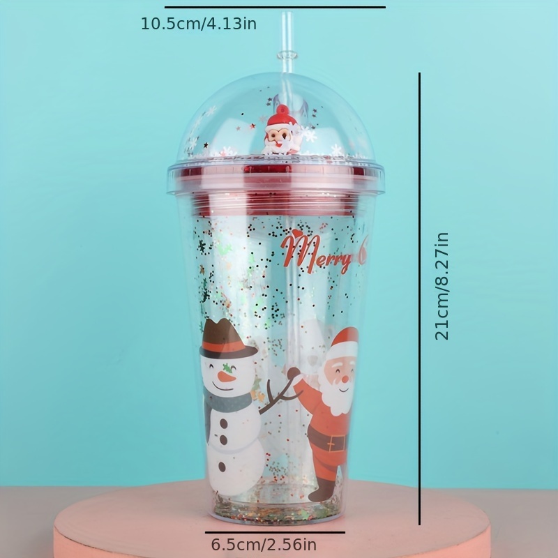 Christmas Water Cup With Lid And Straw Two Layers Water - Temu