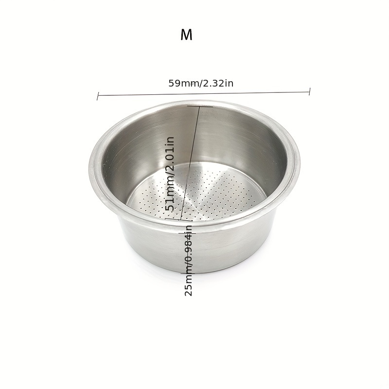 1pc stainless steel powder bowl semi automatic coffee machine single and double powder cup brewing head filter bottomless handle filter details 3