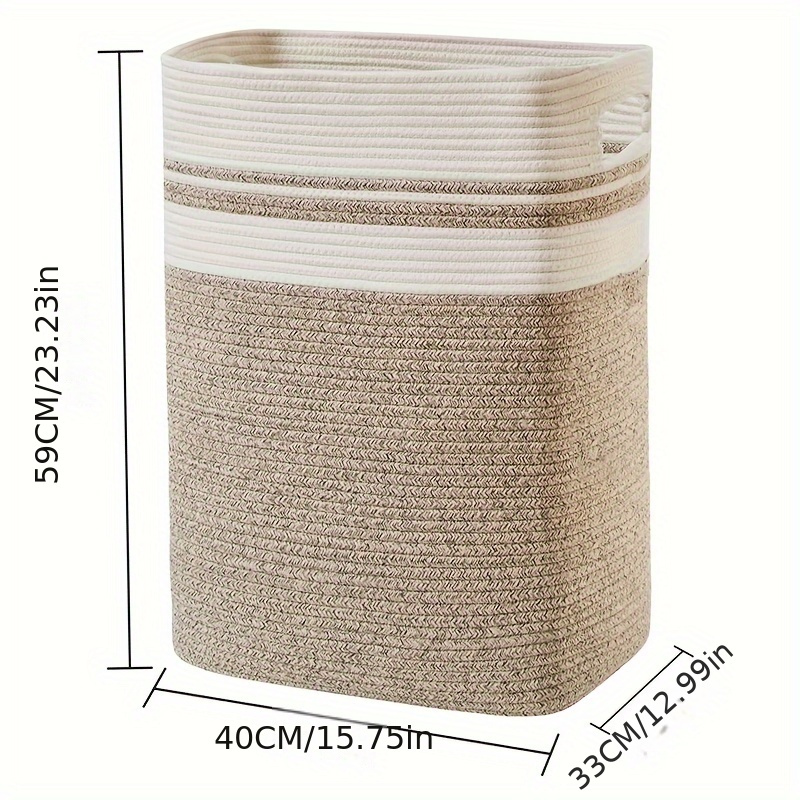 Fabric Bohemian Woven Basket With Lid - Collapsible Rope Storage Hamper Suitable For Clothes,, Laundry, Blankets - Rustic Home Organization Basket, Shelf Baskets