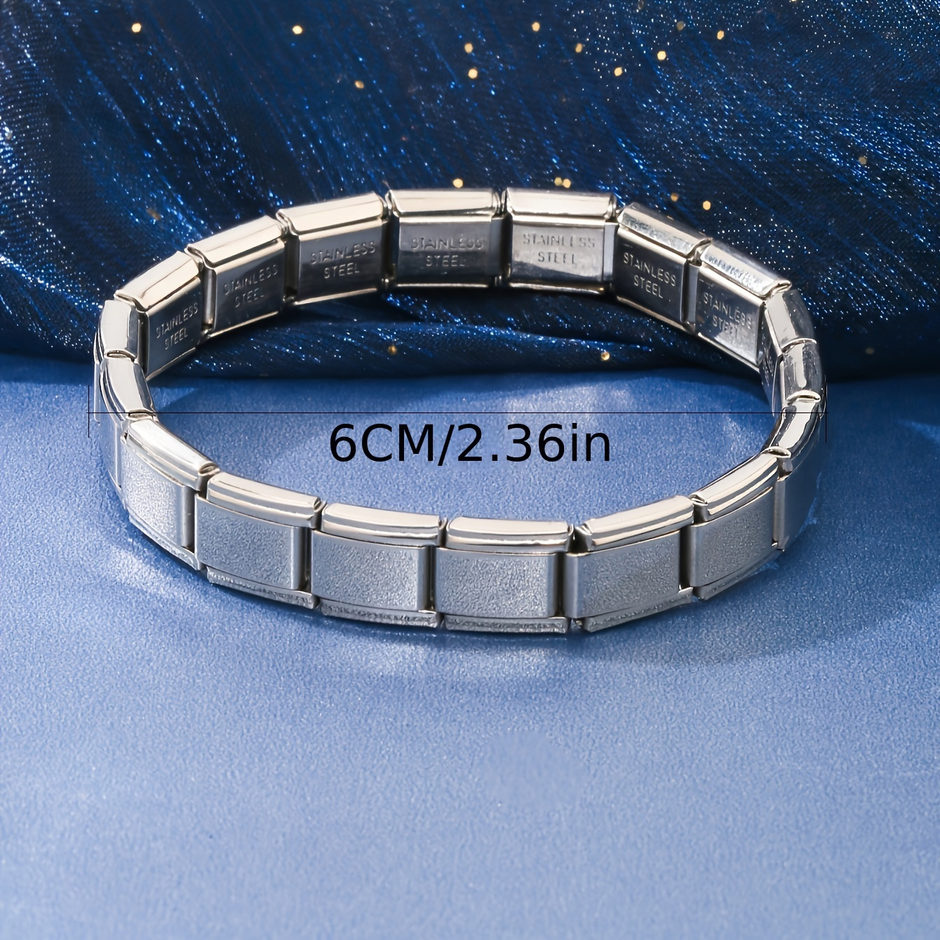 9mm Width Charm Bracelet Stainless Steel, Elastic Chain