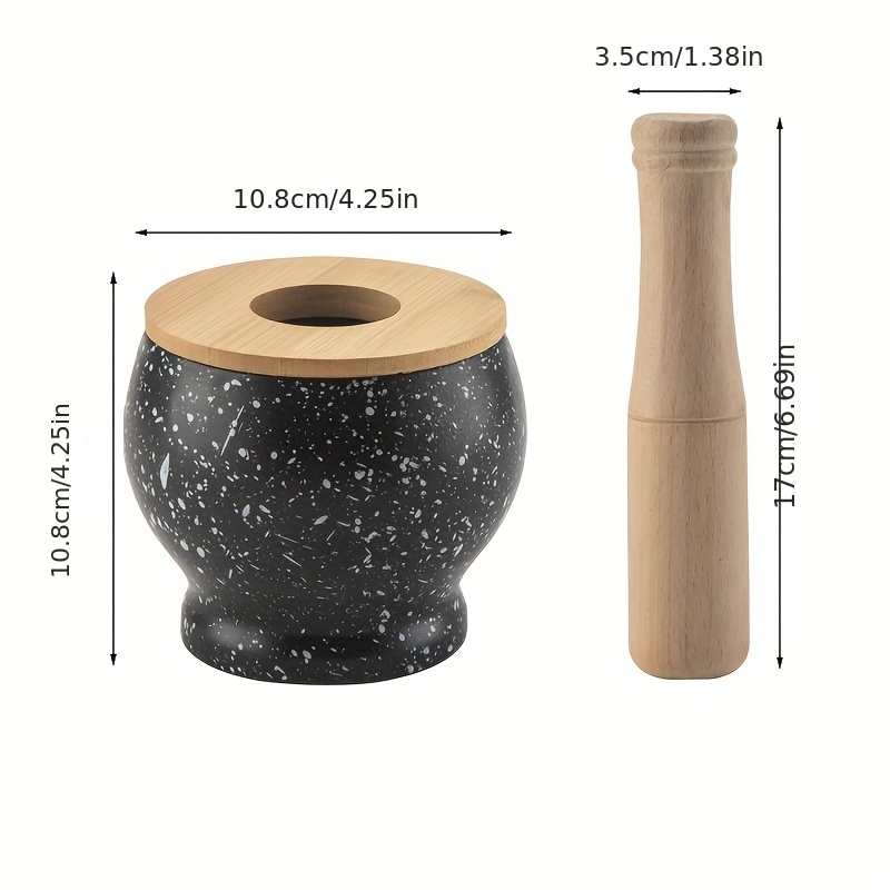 Gwong Garlic Masher Bowl Mashing Household Crushing Jar Mortar Pestle  Kitchen Gadget(Marble Color)