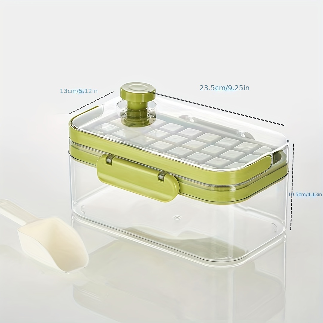 Ice Cube Tray with Lid and Bin, 2 Pack Ice Cube Trays for Freezer with Lid, 64 Pcs Ice Cube Mold, E-Z Ice Tray, Release Ice Cube Trays with Handle