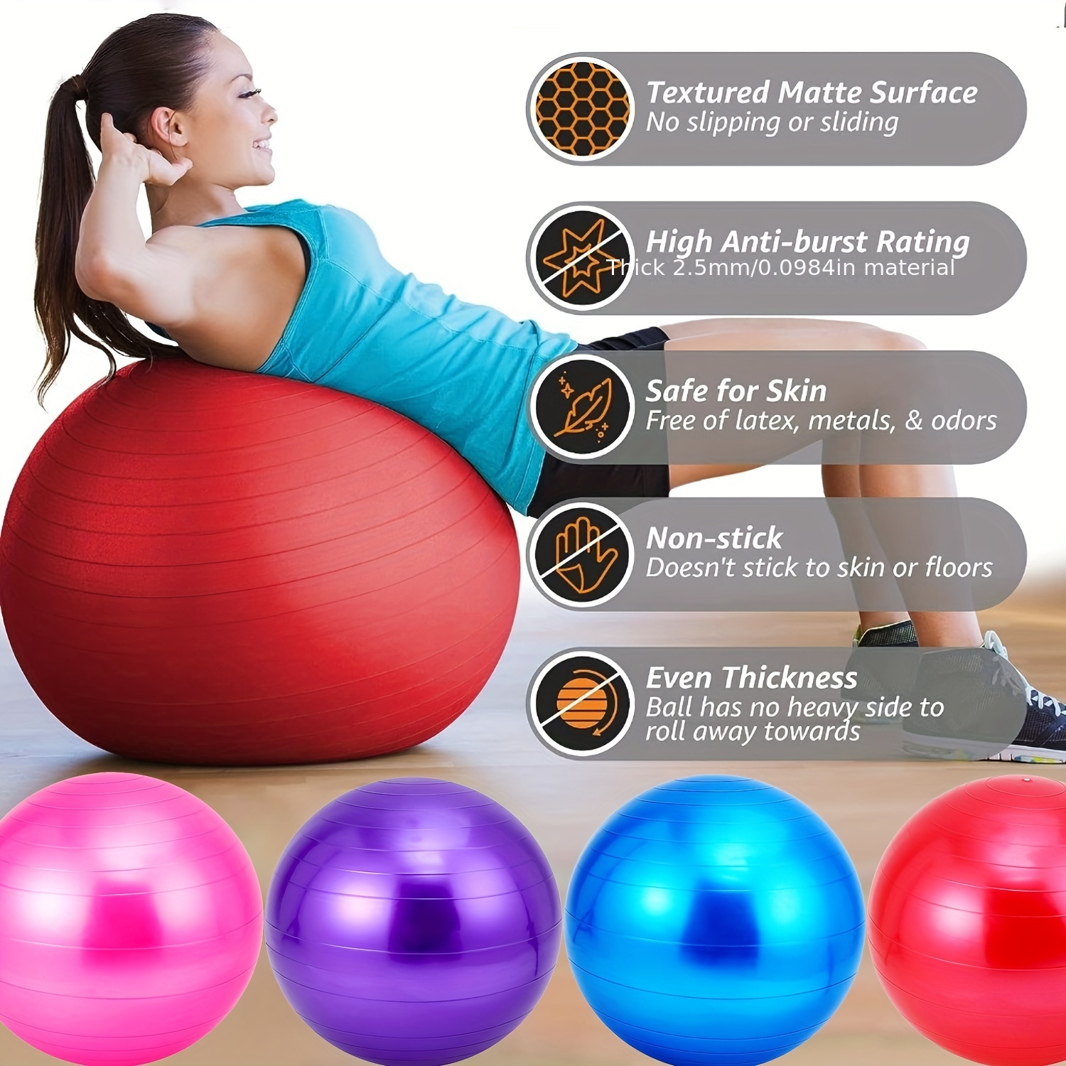 French Fitness Anti Burst Stability Exercise Ball 75cm (New)
