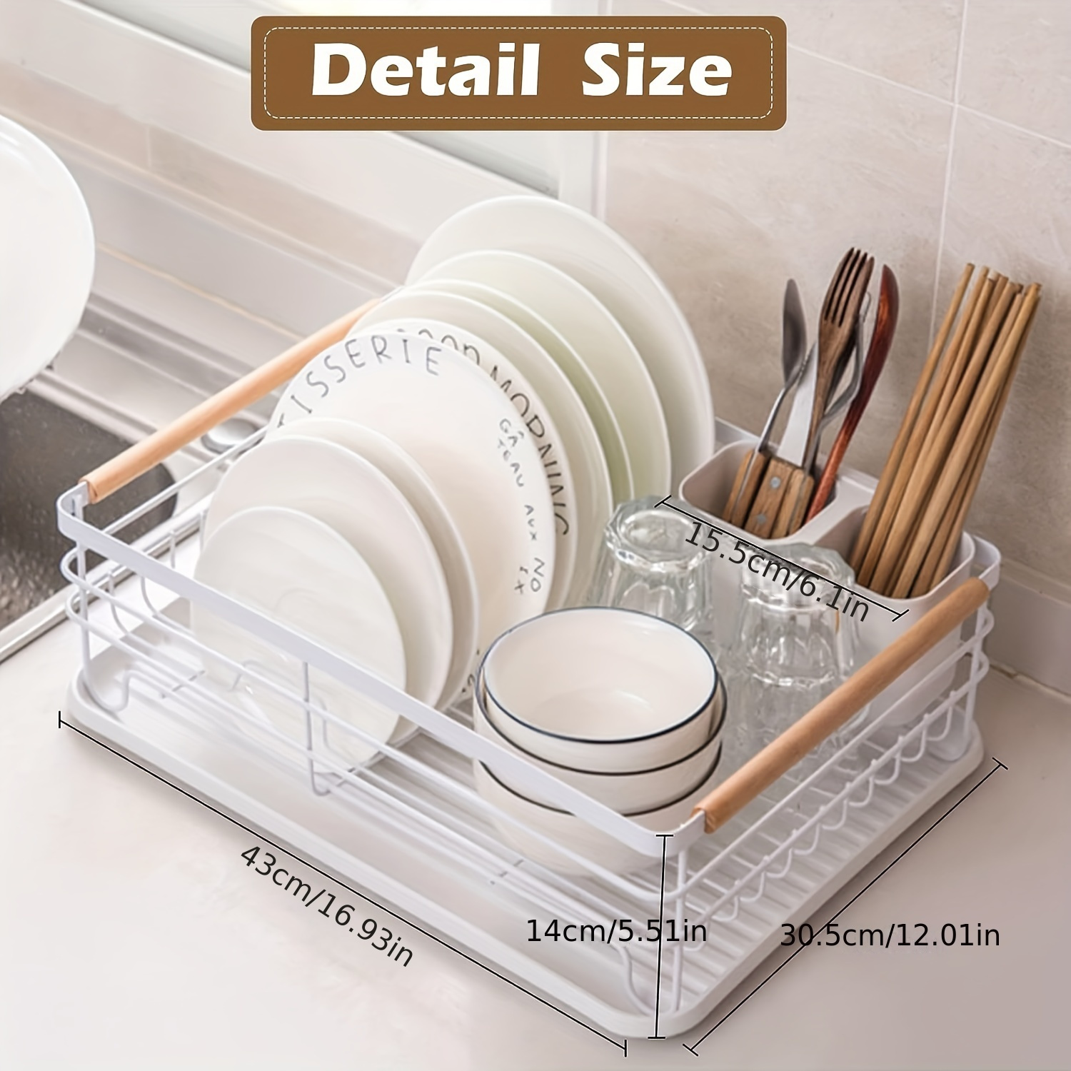 1pc Plastic Dish & Cutlery Organizer Rack, Single Layer Drainage & Storage  Shelf For Kitchen Utensils