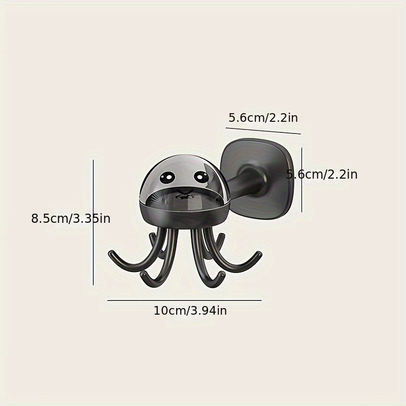 1pc Cute Rotatable Octopus Shaped Hook Punch Free Wall Mounted