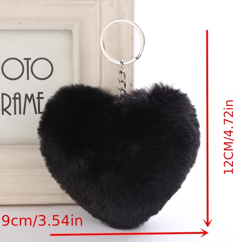 Fluffy Love Heart Pom Pom Keychain Pendant Cute Car Couple Keyring Ornament  Bag Purse Charm Accessories - Temu United Arab Emirates