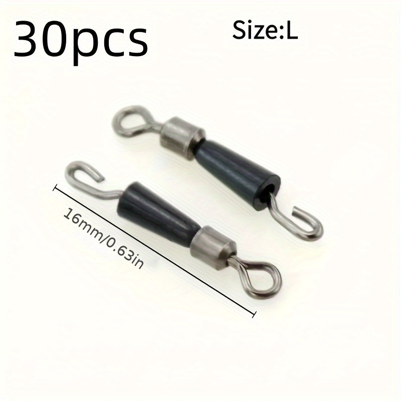 30pcs Quick Change Fishing Swivel Hook Connector - Easily Catch Fish With M/l Size, Black Silicone And , Includes Snap And Line Connector, Anti Fishing Swivel, Easy Fishing
