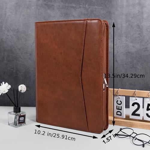 a4 engraved business leather portfolio for men vegan leather padfolio with zipper corporate gift anniversary gifts for him portfolio for men