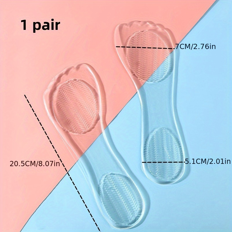 TEMU 1 Pair, Women's 3/4 Silicone Insoles, Super Soft Sole Comfortable Anti-slip Pads For High Heels And Sandals, Self-adhesive Insoles, Shoe