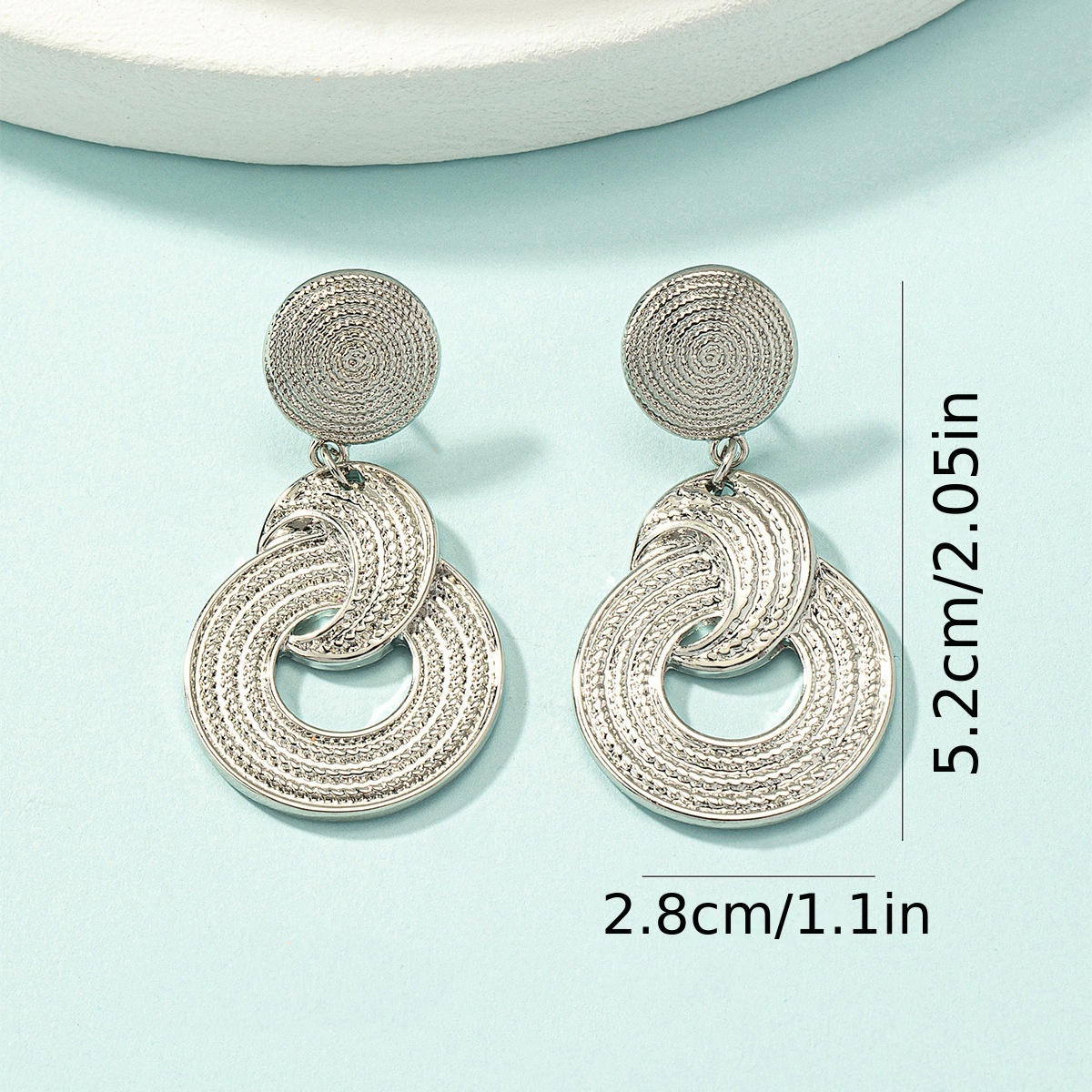 Vintage Exaggerated Circle Metal Earrings for Women