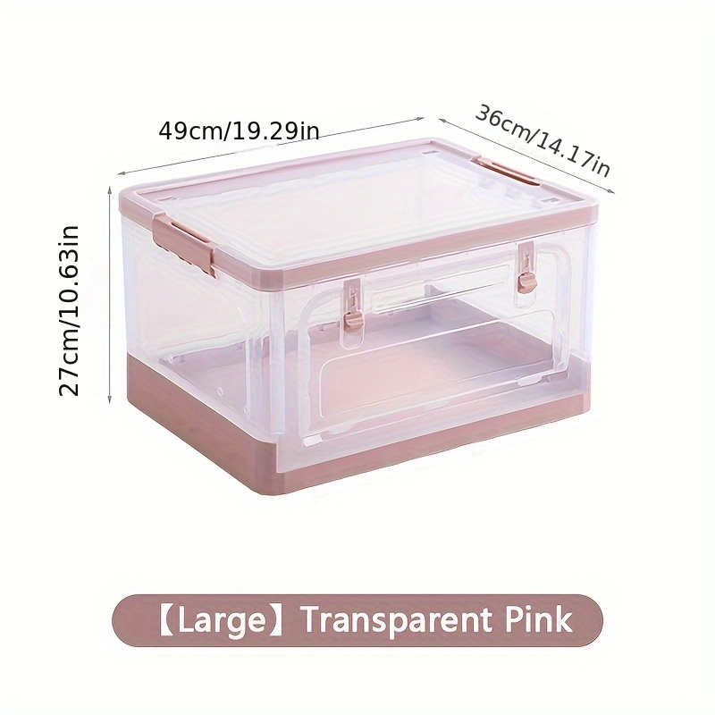 Apsan Collapsible Storage Bins with Lids for Organizing , Stackable Clear, Pink
