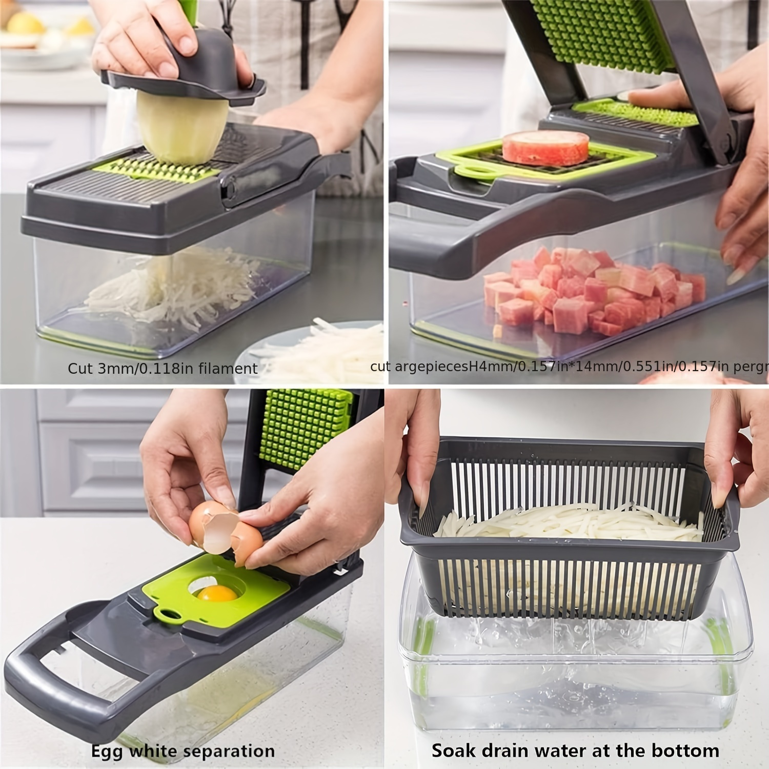 9 in 1 Chopper Set, Multifunction Vegetable Cutter Slicer, Veggie Fruit  Shreeder Grater With Cutting Draining Basket, Multifunctional Vegetable  Cutter